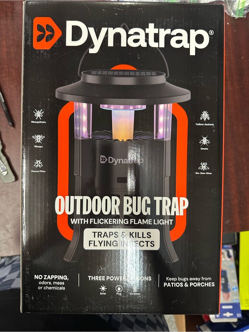 Black Outdoor Bug Trap with Flickering Flame Light